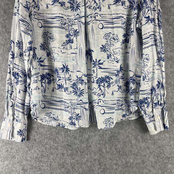 Calypso St Barth 100% Linen Top Womens XL Printed Button Up Tropical Coastal - Picture 11 of 14